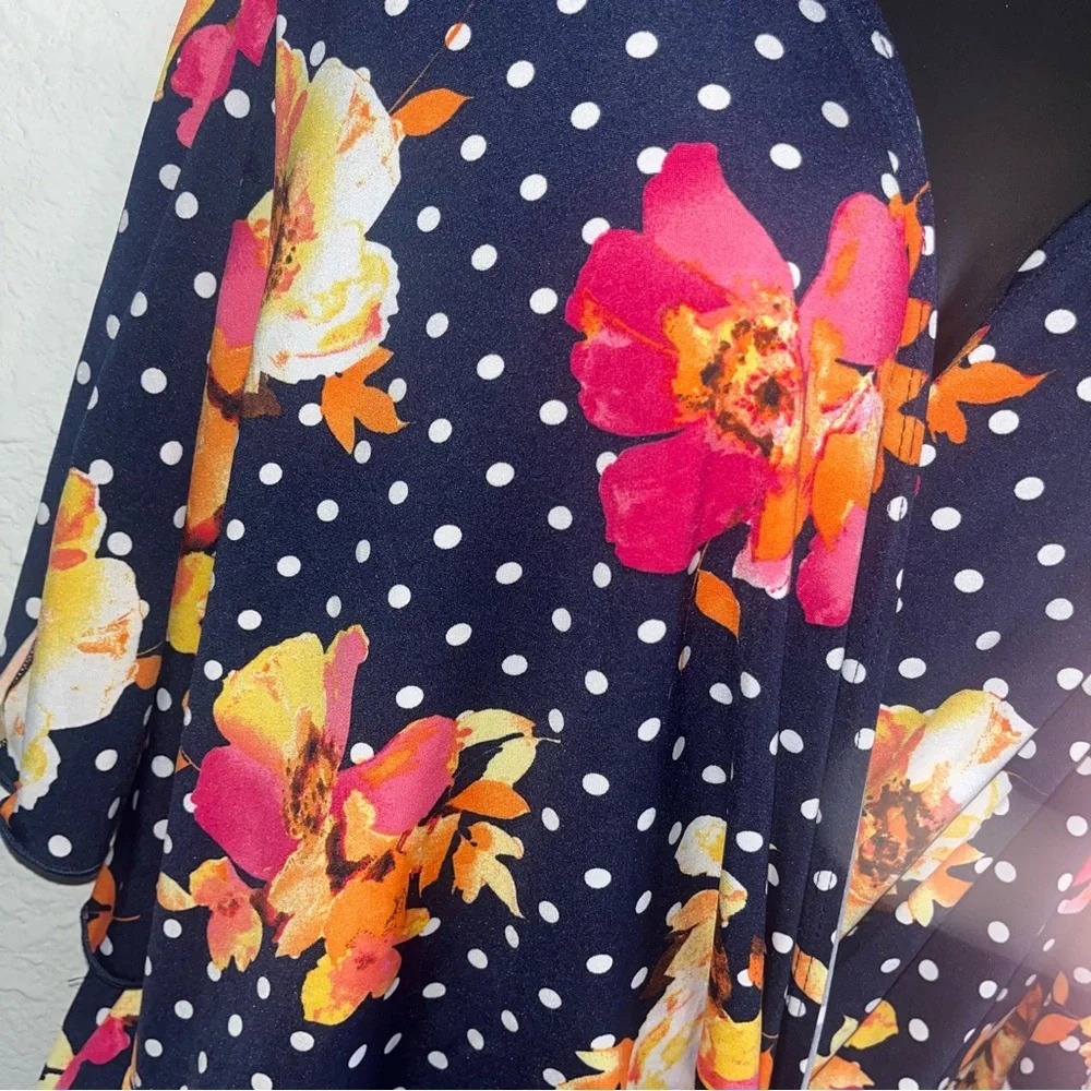 Polka Dot Wrap Top with flutter sleeves - Picture 3 of 10